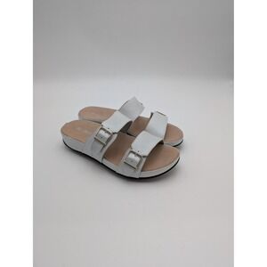 Romika Shoes Womens Size 6.5 White Leather Slide Sandals Wedge Comfort New